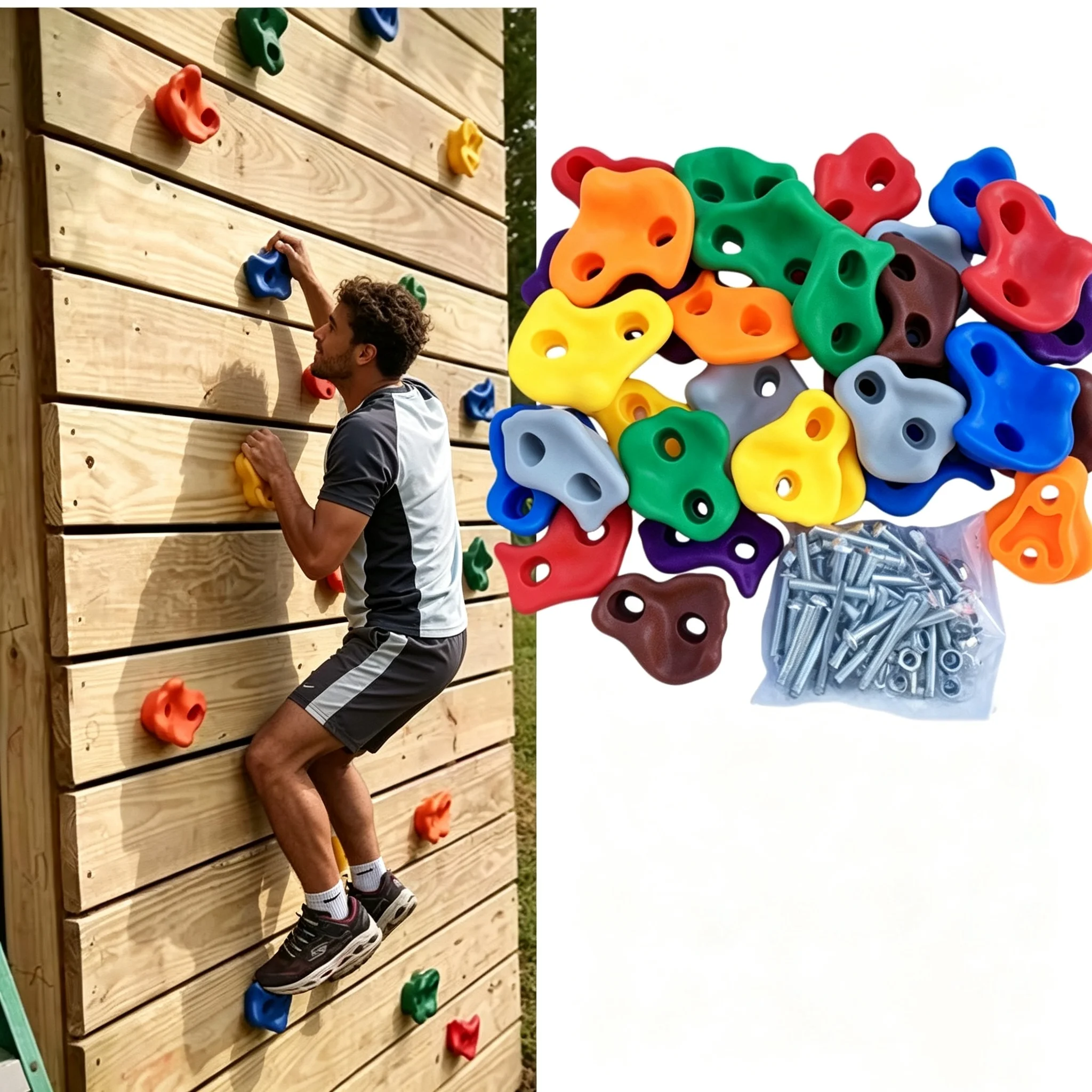 Kids Outdoor Climbing Frame - 10Pcs Rock Climbing Rock Wall with