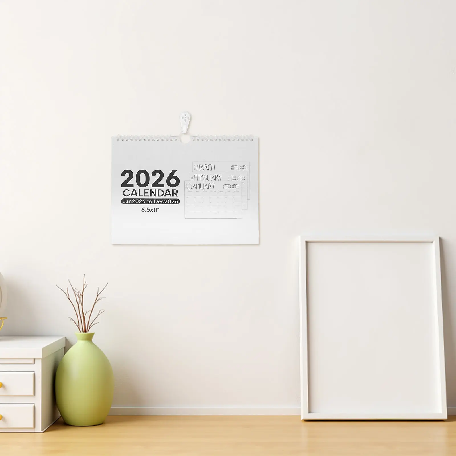 

2026 Wall Calendar 12 Months Twin Wire Binding Vertical Display Tear-Off Monthly Planner Large Block Yearly Organizer Office