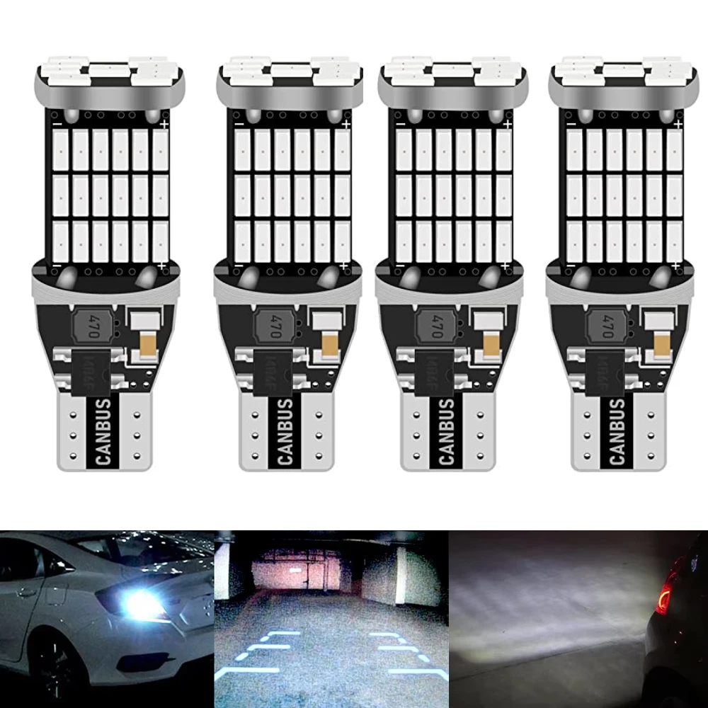

4PCS T15 LED Back Up Reverse Light Bulbs Car 912 W16W Canbus Wy16W Auto Indicator Lamp 6000K White 12V High Power 4014SMD
