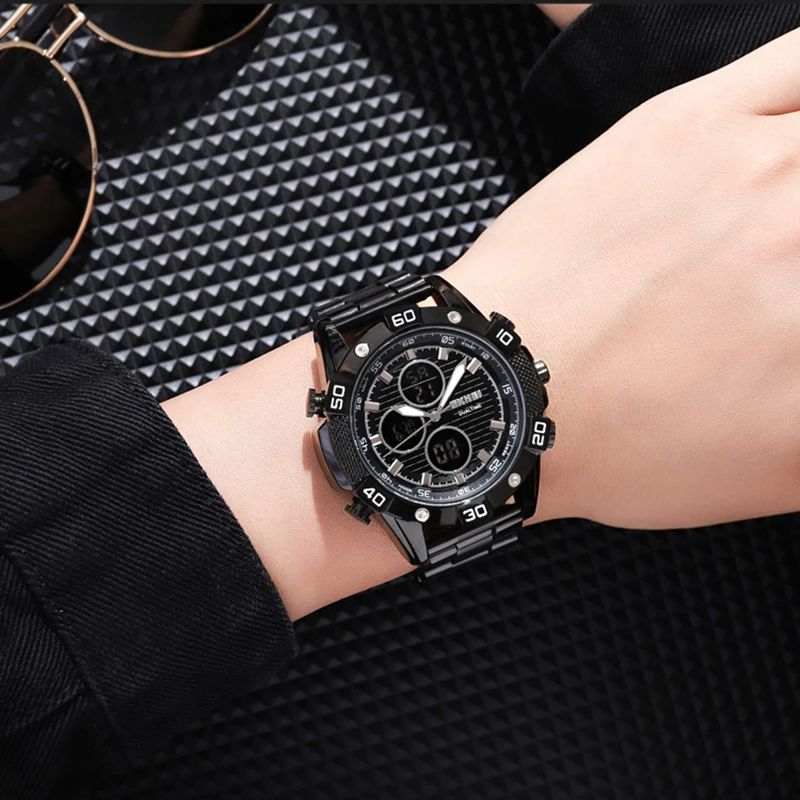 Часы наручные SKMEI Мужские кварцевые, модные роскошные спортивные деловые, с хронографом, из нержавеющей стали