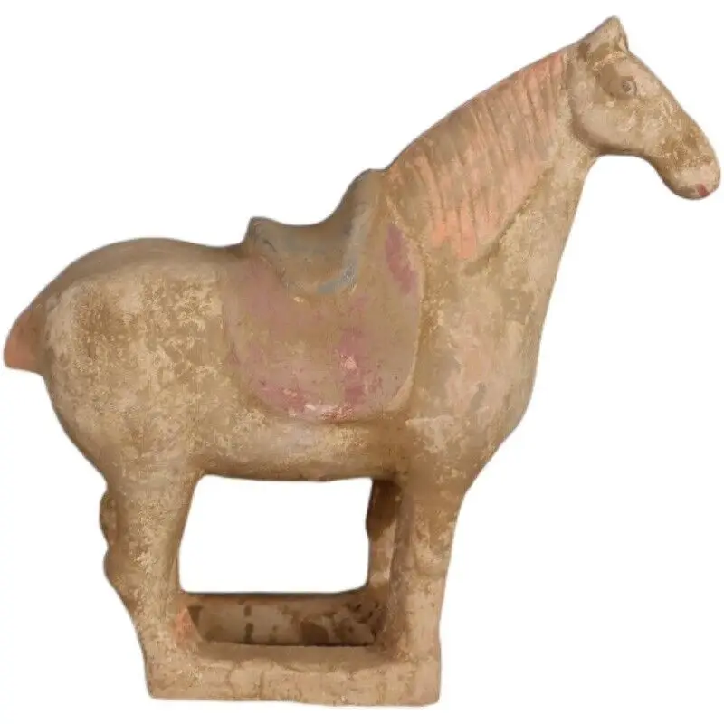 Chinese Tang Tri-Color Glazed Ceramics Gray War Horse Porcelain Statue 7.7 inch