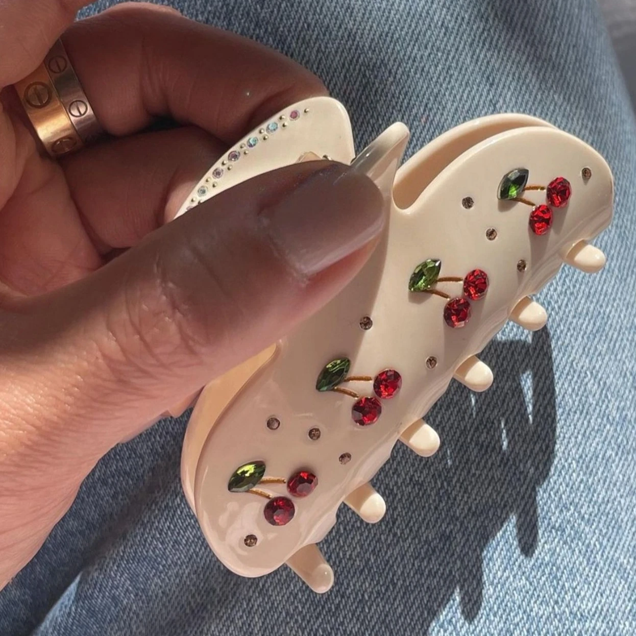 

Red Cherry Hair Clips for Women Girls Rhinestone Fruits Floral Bow Butterfly Acetate Hair Claws Shark Clip Hair Accessories