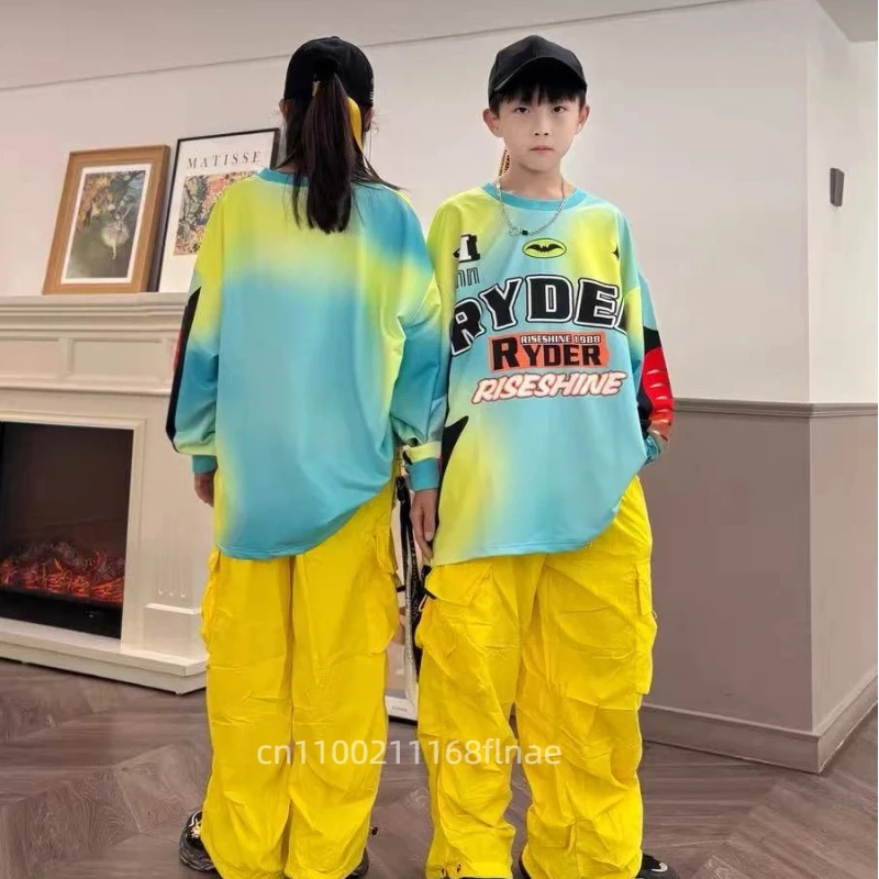 Street Dance-Kostüm für Kinder, amerikanisches Hip-Hop-Oberteil, Dopamin-Hosen-Set, Jazz-Dance-Laufsteg-Performance-Kostüm für Kinder
