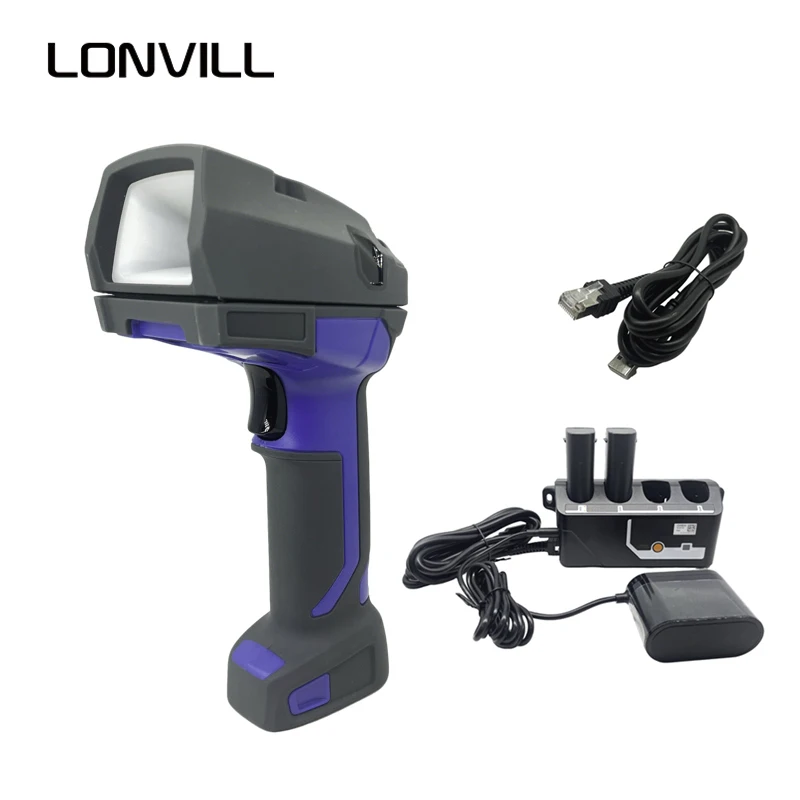 LONVILL Reads Low Contrast Damaged High Density DPM Codes  IP67 Industrial POE Handheld Barcode Scanner with Charging Base