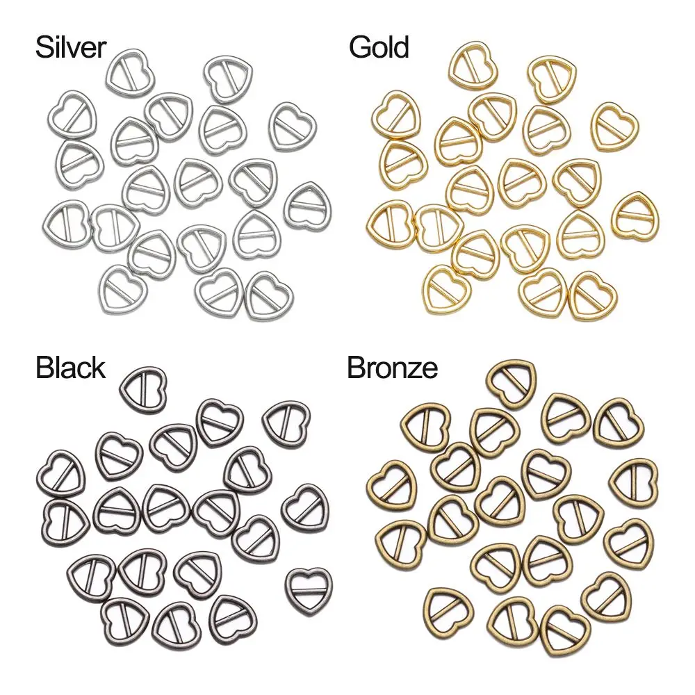 20/40pcs Heart Shaped Buckle 4mm Mini Ultra-small Tri-glide Buckle Belt Doll Bag Buckles DIY Doll Shoes Clothes Accessories