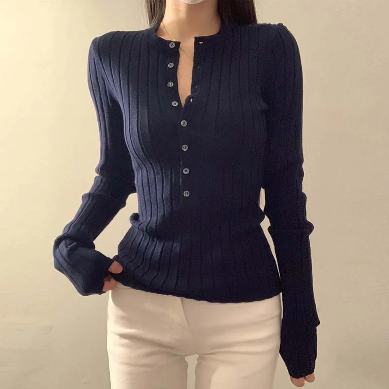 Women Clothing Solid O-neck Knitted Sweater Women Pullovers New Slim Long Sleeve Knit Sweater Pullover Women Tops Sweaters Q7524