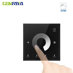 LED Wall Switch Dimmer LED Controller Wall- Mounted Glass Cover Touch Panel Switch for DC12V-24V COB 5050 Single Color LED Strip