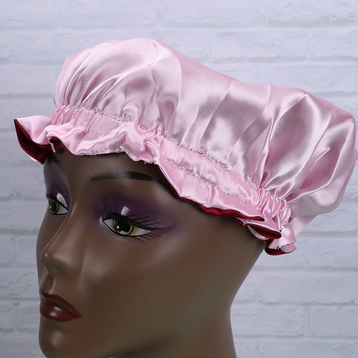 

Lace 's Round Hat Satin Bonnet Curly Shower Caps for Bathing