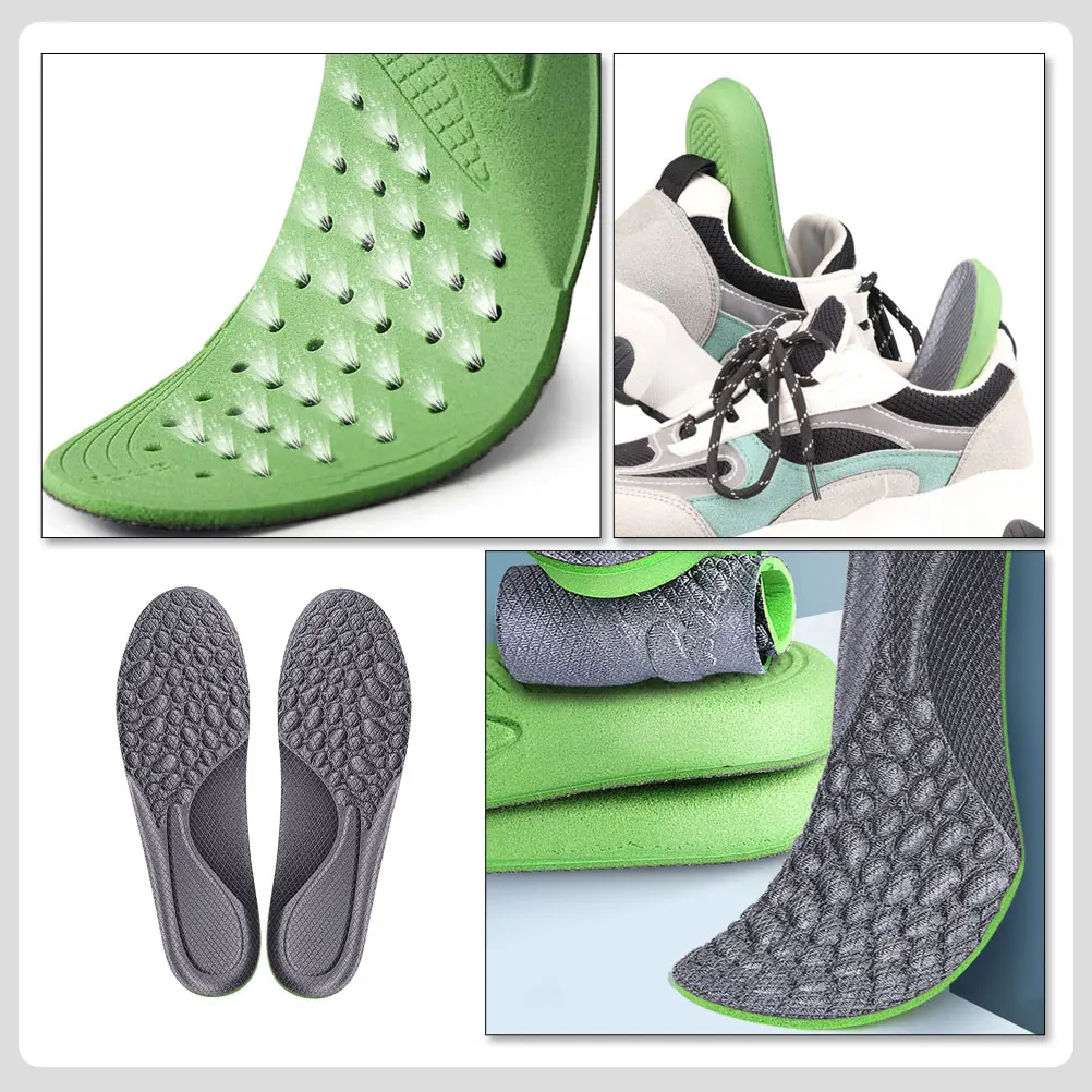

Foot Pads Shock Absorbing Insole Running Insoles Men's Breathable Absorption Sport Shoe Full Sports Grey for Man