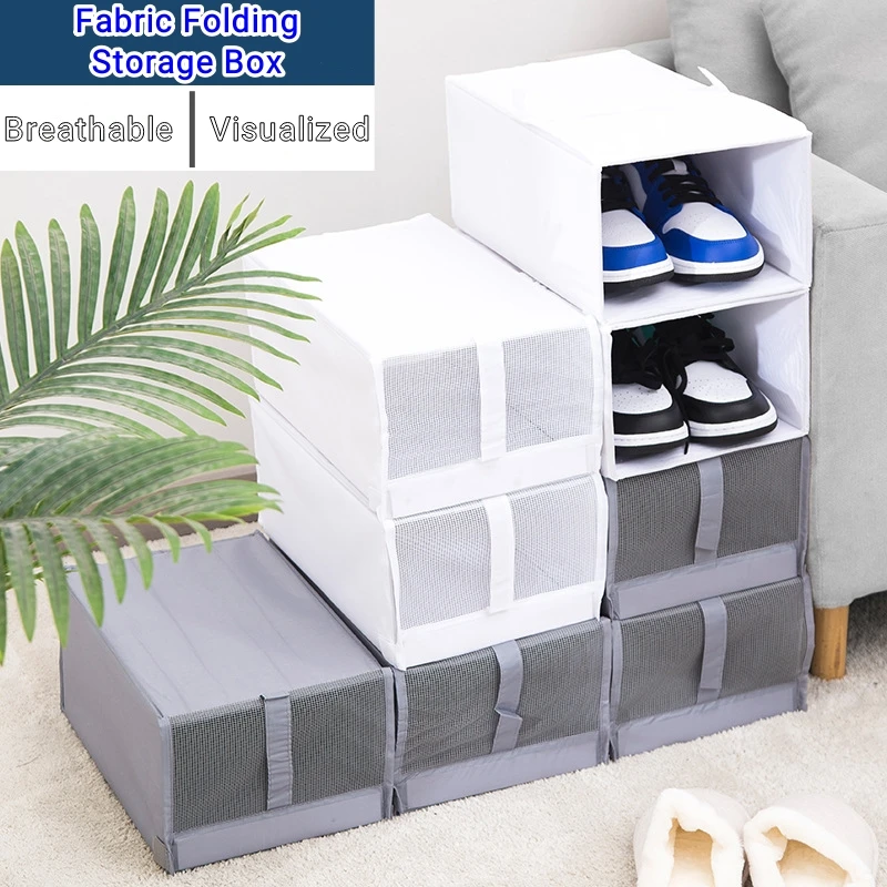 Space-saving Foldable Shoe Box, Breathable Fabric Storage Box with Visual Window, Shoe Cabinet, Room Organizer, Home Accessories