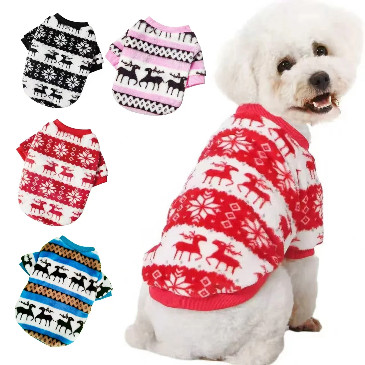 Flannel Dogs Clothes Christmas Winter Warm Sweater Pet Clothing Golden Retriever Dog Coats Sweatshirt Pets Puppy Pullover Vest