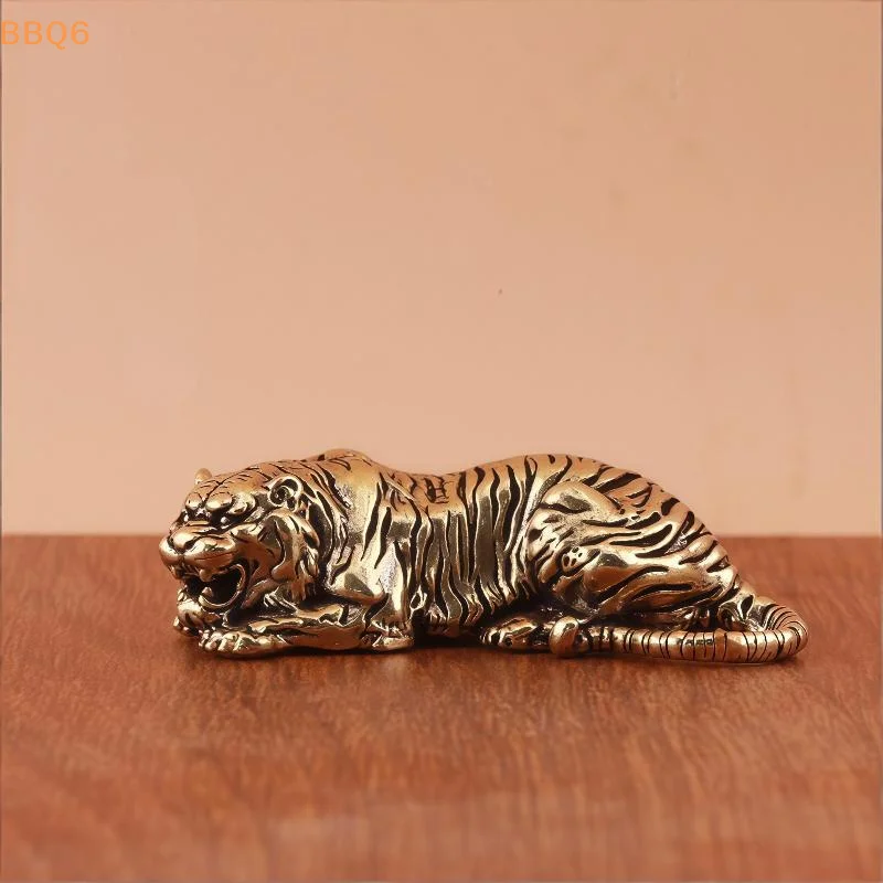 1 Pc Vintage Brass Tiger Statue Mini Copper Animal Figurine Desktop Home Decor Gift
