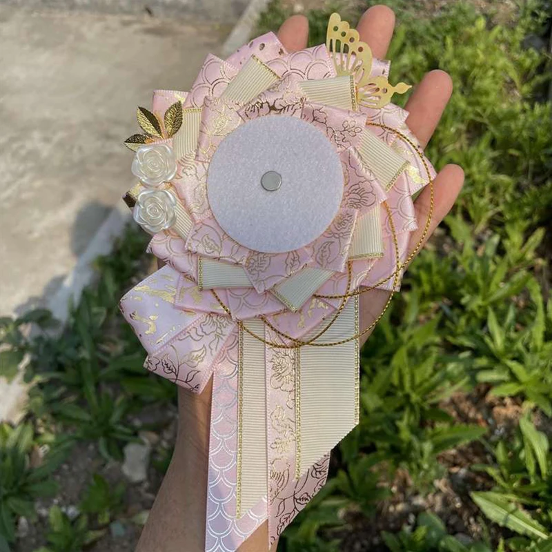 Nueva cinta rosa insignia Base hecha a mano Ita bolsas Protector insignia titular Protector flor Pin para mujer chica Itabag decoración Accesorios