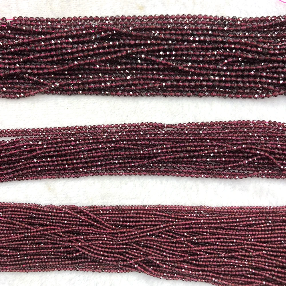 Natural Pyrope Garnet Faceted Round Beads 2mm,3mm,4mmfor Jewelry Making Bracelet Necklace Charms Beads DIY Accessories Wholesale