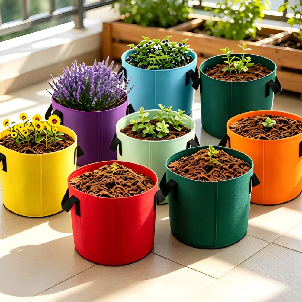 3/6pcs Assorted Color 5 Gallon Fabric Growing Bags with Handles Garden Breathable Root Growth Planters YMY