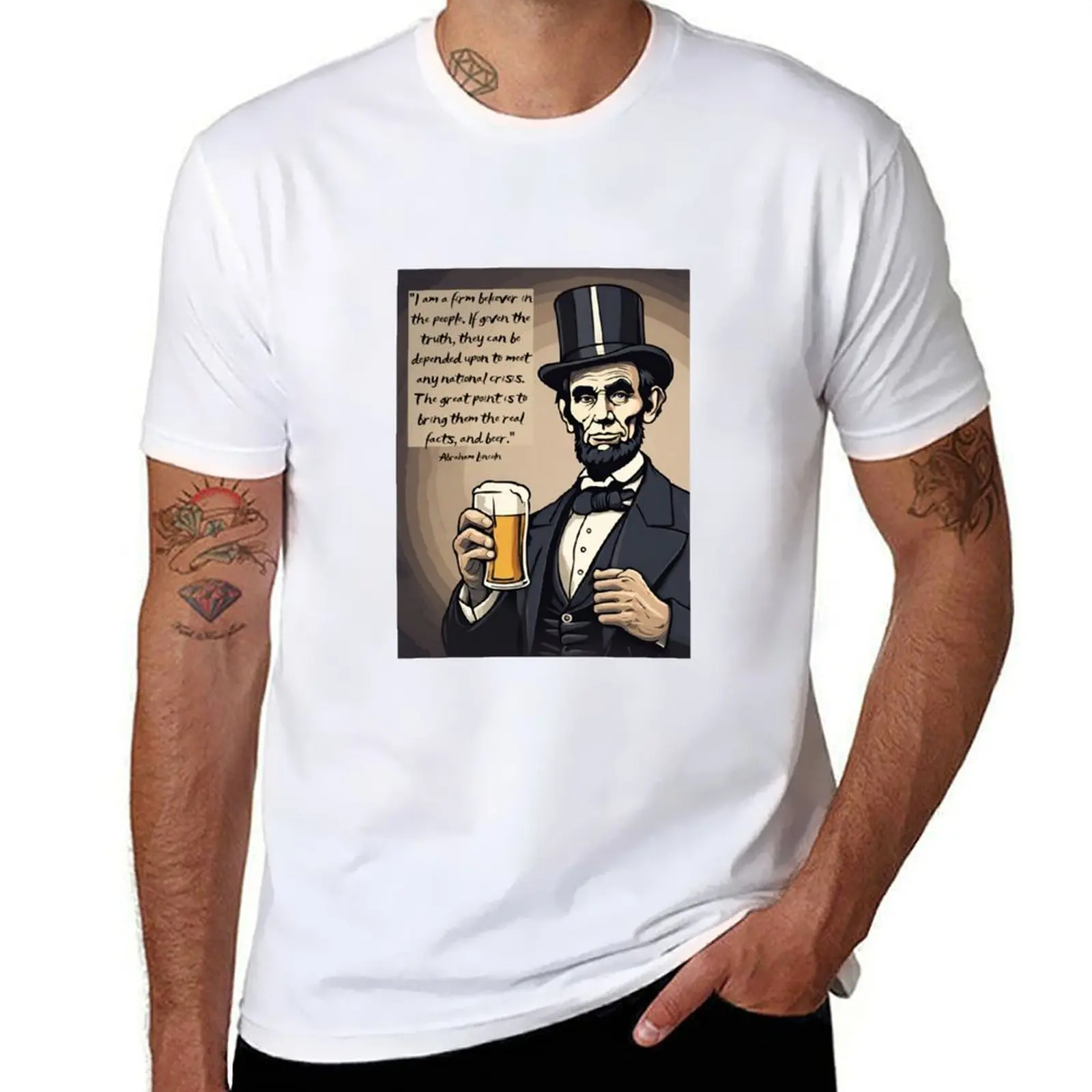 

Abraham Lincoln holding a beer T-Shirt man t shirts for men casual graphic t shirts for man printed t shirts for man T-Shirt
