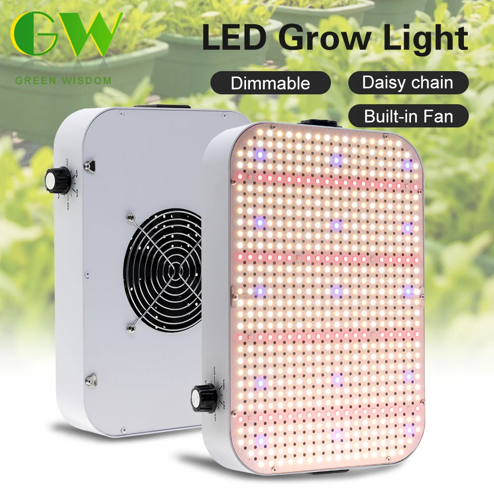 LED Grow Light 100W LM281B Full Spectrum Growing Lamp with Built-in Fan for Greenhouse Plant Hydroponic Growth Lighting Veg