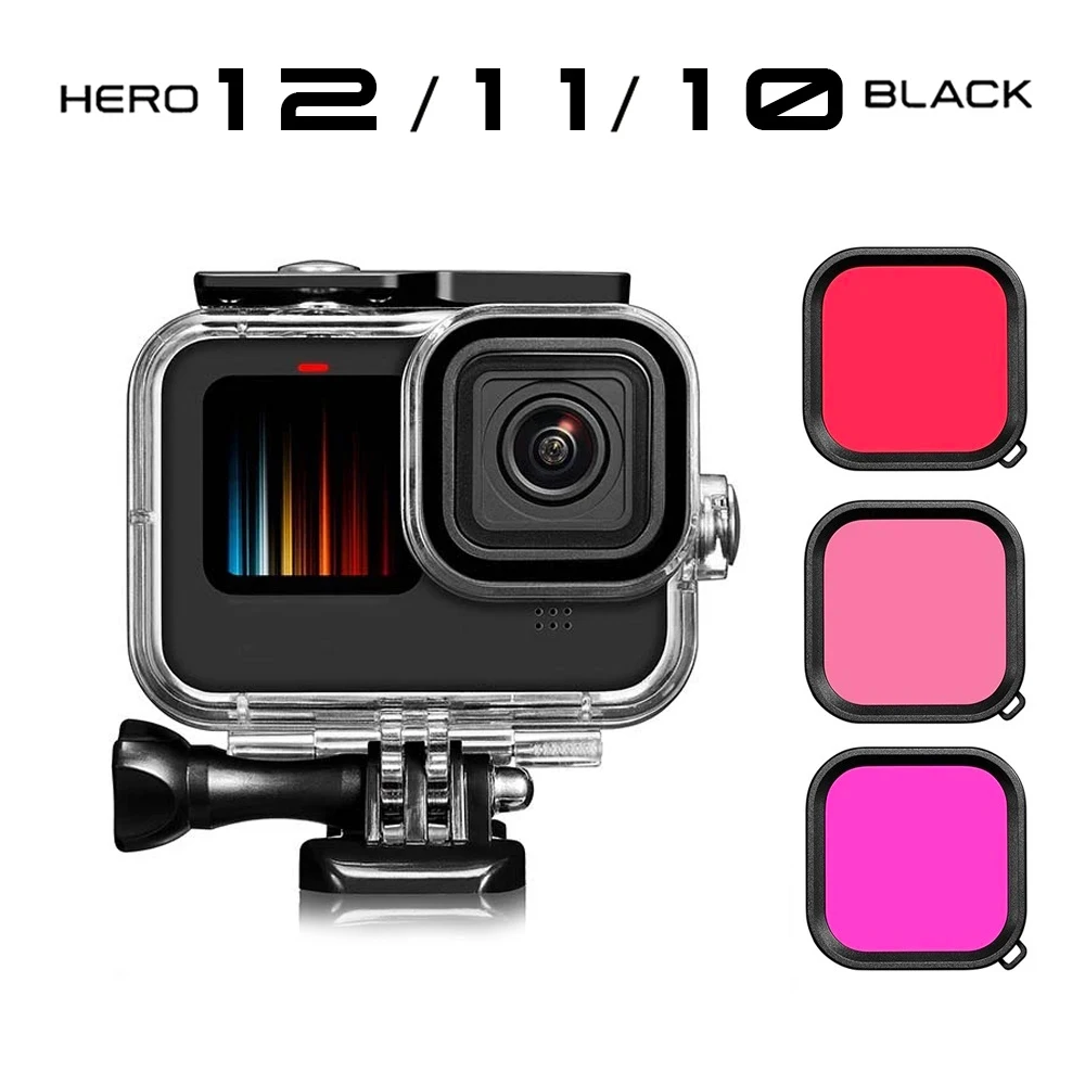 

GoPro Hero 12 11 10 9 Black Waterproof Case Housing Diving Protective Underwater Dive Cover 60M For Go Pro Accessories