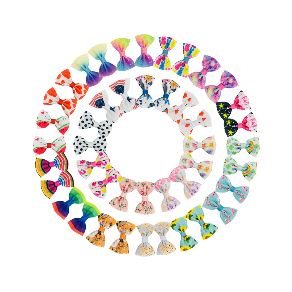 

500pcs Wholesale Digital Calico Bow European American Girls Headgear Hair Accessories Hairpin Clothing Accessories Diy Jewelry B