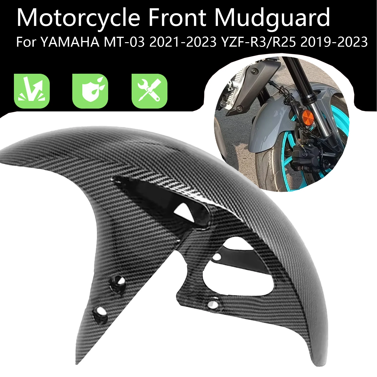 

For YAMAHA MT-03 2021-2023 YZF-R3/R25 2019-2023 Motorcycle Front Fender Splash Guard Fairing Cover ABS Carbon Accessories
