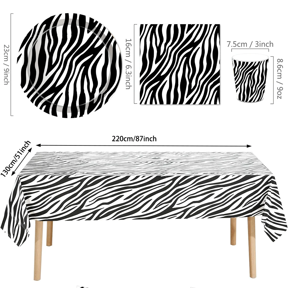 Zebra Party Napkin Print Tablecloth Disposable Tableware Land Animal Zebra Balloons Kids Jungle Safari Birthday Party Decoration