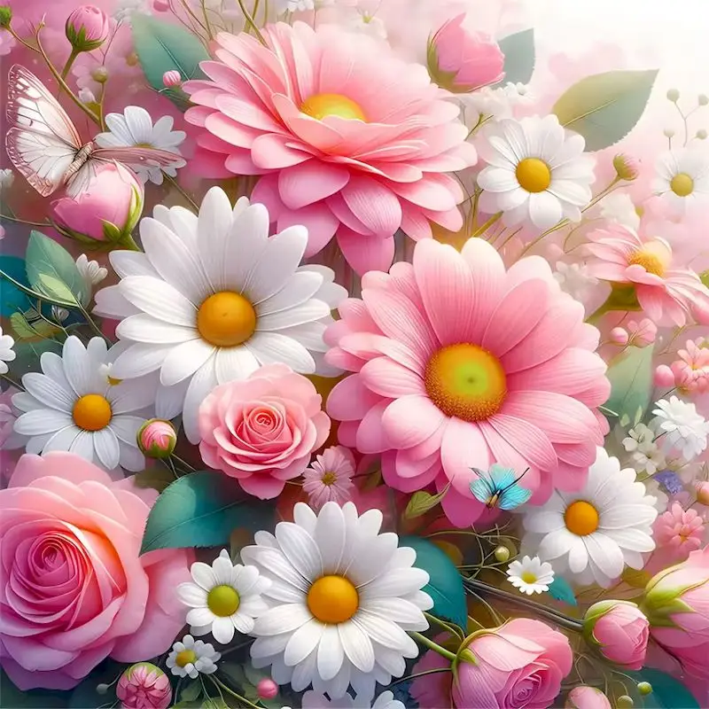 

GATYZTORY DIY Kits Daisy Flower Diamond Painting Picture Of Rhinestones Embroidery Vase Mosaic Art Home Decor