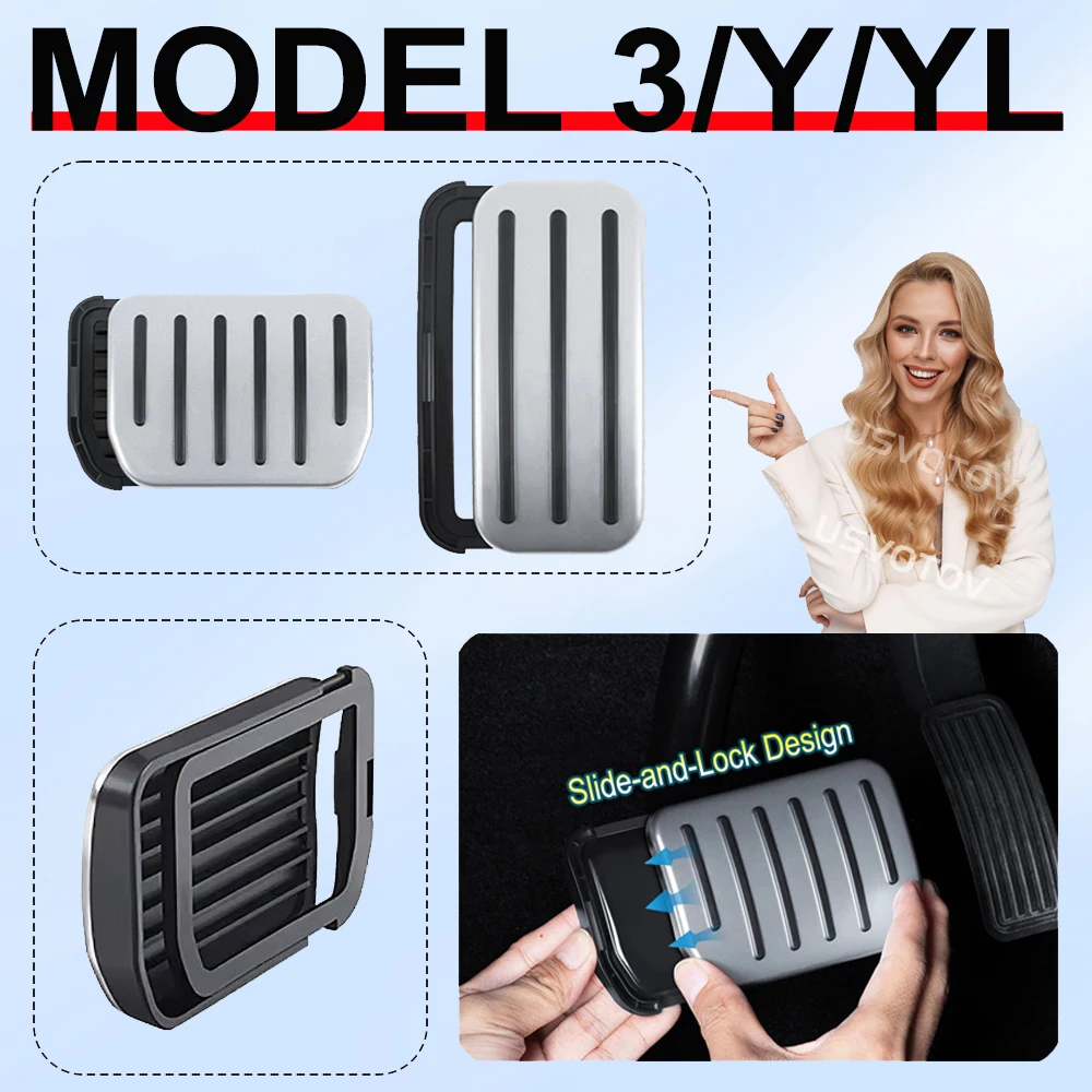 For 2021- 2026 Tesla Model 3 YL Model Y Juniper Standard Brake Accelerator Pedal Cover Sports Performance Pedal Sets Accessories