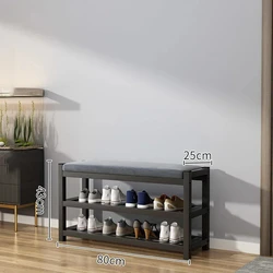 Changing Entryway Shoes Bench Carbon Steel Shoe Rack Shoe Storage Cabinet Hallway Seat Stool Space Saving Furniture