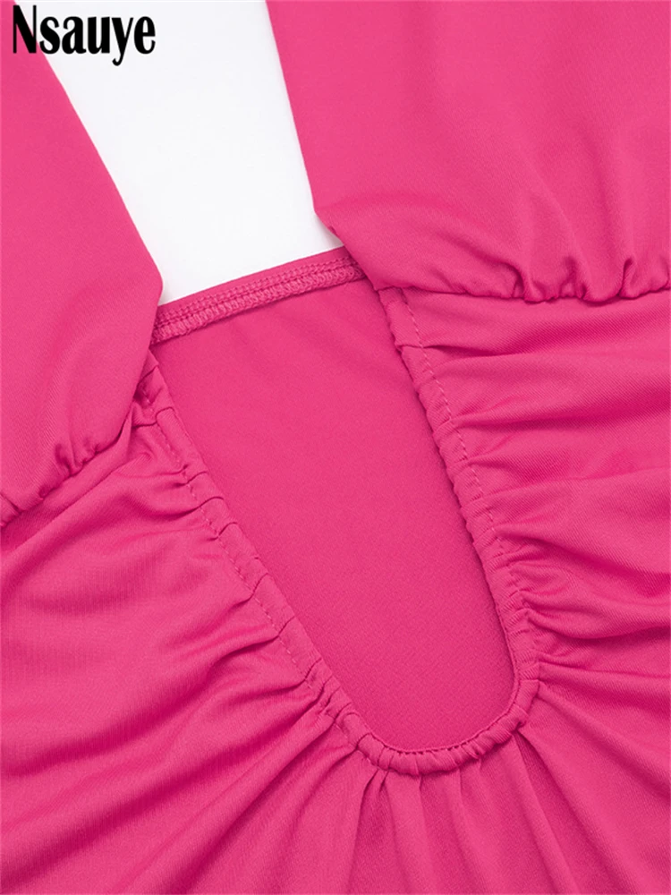 Nsauye موضة جديدة مثير المرأة عطلة النادي الليلي الصيف الربيع الشاطئ فستان قصير مساء حفلة الرسن منخفضة قطع فستان 2026