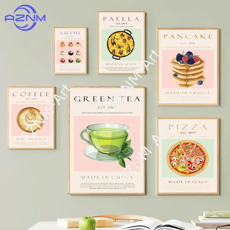 Delights Pancake Green Tea Sushi Poster Drucke Leinwandgemälde Wandkunst Bild für Wohnzimmer Küche Heimdekoration Geschenke