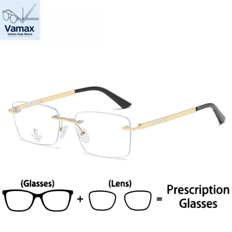 

VAMAX New Frameless Plain Glasses Women Prescription Ready Face Slimming Vintage Style