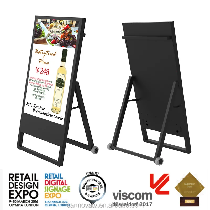 43 pollici 1000 nit portatile semi-esterno in piedi segnaletica digitale LCD ultrasottile pubblicità mobile Wifi Android visualizza chiosco