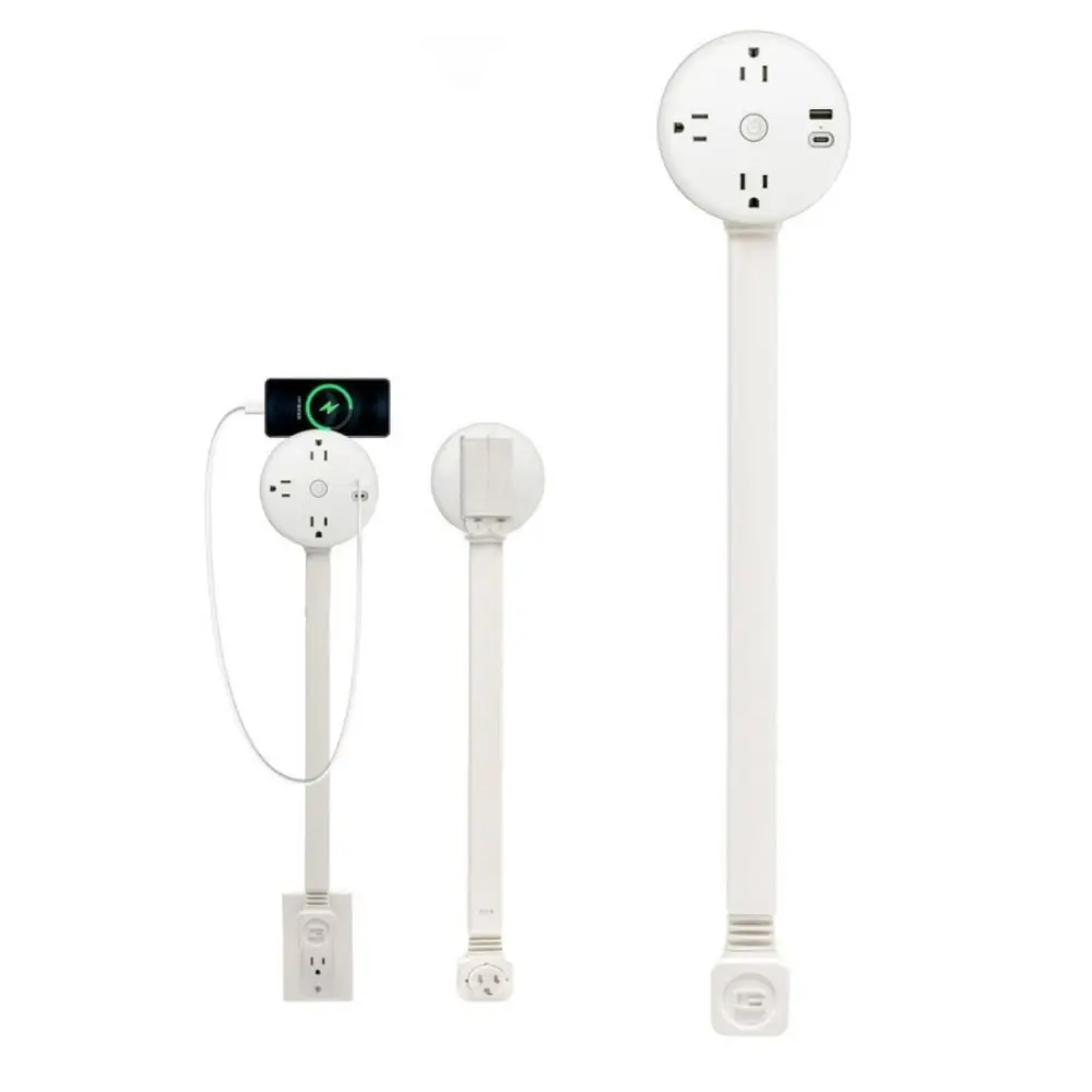 

Удлинитель электрической розетки без перфорации, вращается на 180° ° Удлините удлинитель питания 22–34 дюйма, 3 розетки переменного тока