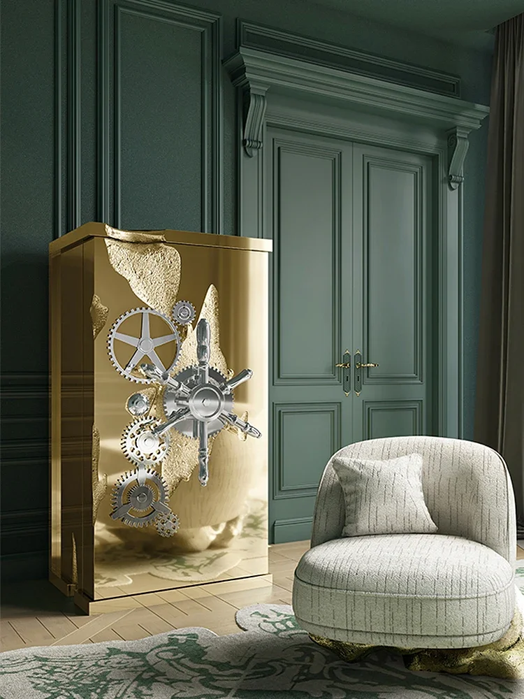 Portugal high-end safe stainless steel lock cabinet designer's private villa art password anti-theft jewelry cabinet