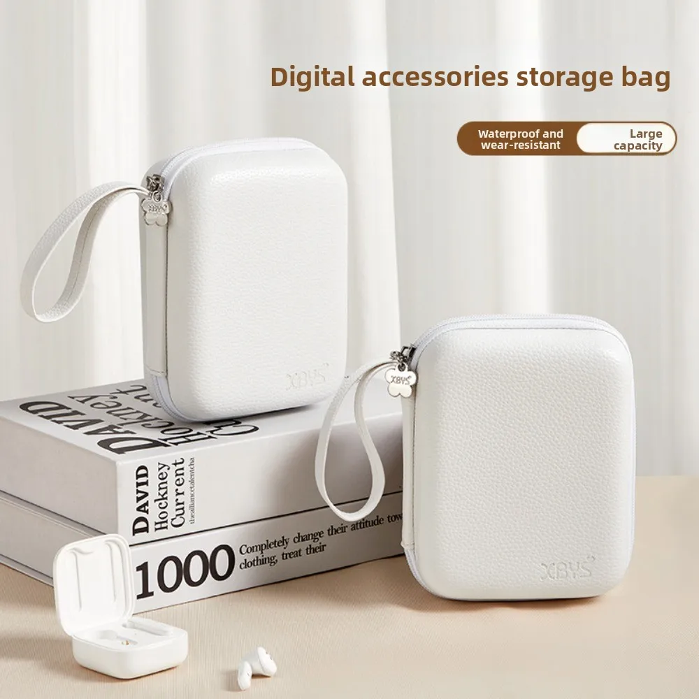 

Shockproof EVA Leather Headphone Bag Dust-proof Protective EVA Digital Storage Bag Portable Lightweight Data Cable Organizer Bag