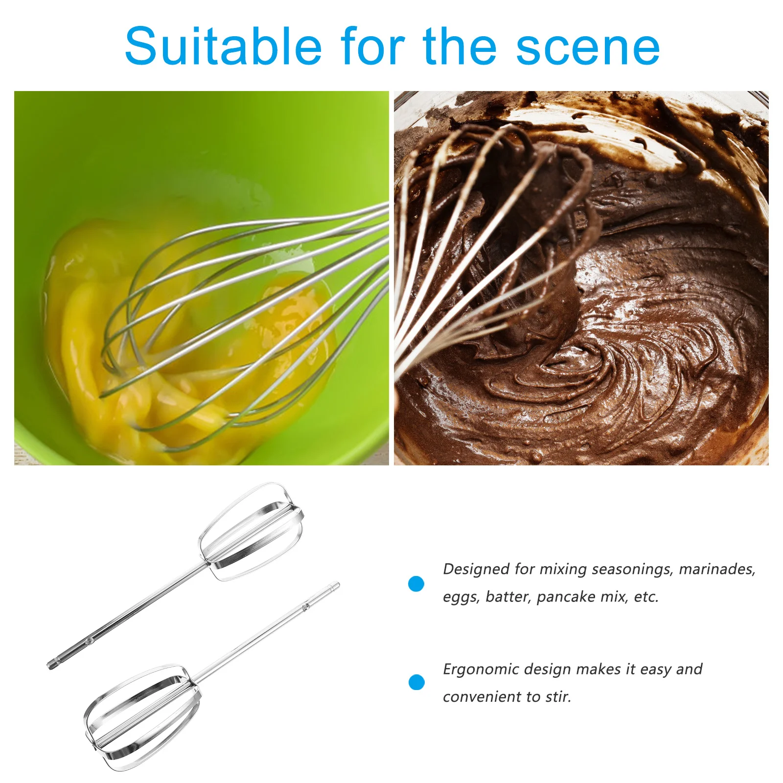 

1 Pair Stainless Steel Premium Ergonomic Hand Whisk For Cooking Egg Mixer Cream Stirrer Manual Kitchen Baking