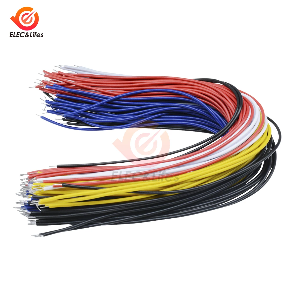 100Pcs Double Head PCB Solder Cable 20CM Breadboard Fly Jumper Wire Cable Tin Conductor 5 Color