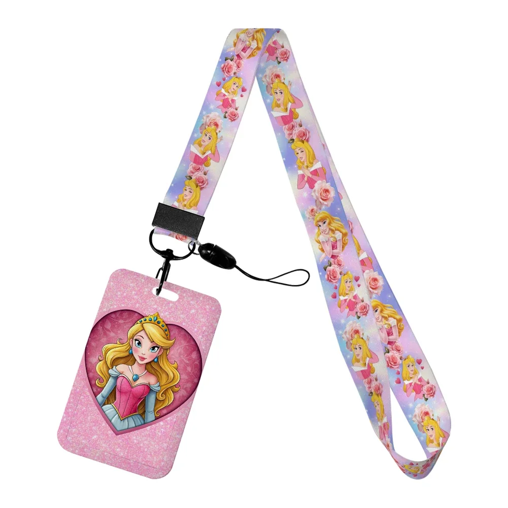 

Disney Aurora Princess Sleeping Beauty Lanyard For Keys Chain ID Credit Card Cover Bus Card Holder Charm Badge Holder Straps