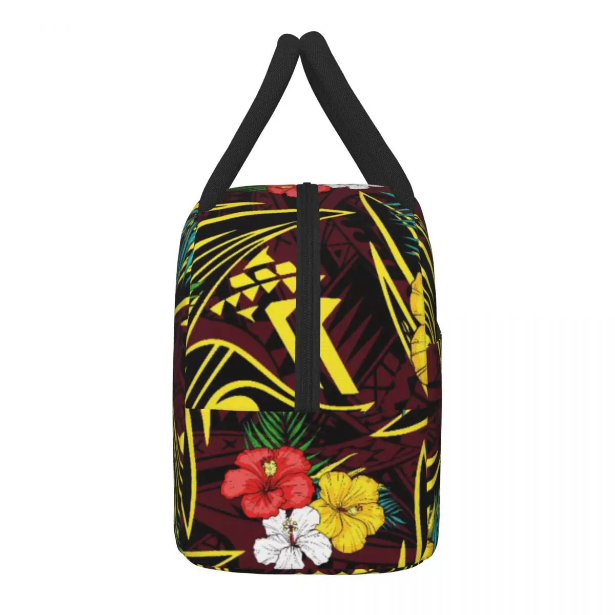 Hawaiian Hibiscus Plumeria Print Fresh Cooler Bag Thermal Portable Zipper Closed Oxford Lunch Bags For Women Tote Food Bags