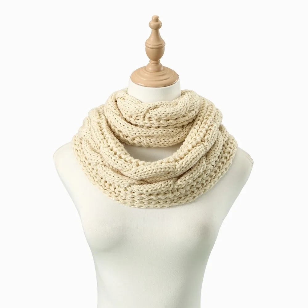 Knitted Material Knitted Ring Scarf Solid Color Windproof Design Neck Warmer Scarf Circle Ring Style Versatile Wear