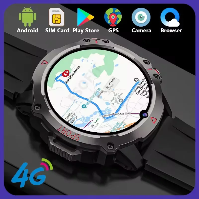 Play Store ساعة ذكية 1.5 بوصة 4G Net SIM Card Camera مكالمة فيديو GPS Wifi Android Bluetooth Smartwatch دعم تنزيل التطبيق ﻿