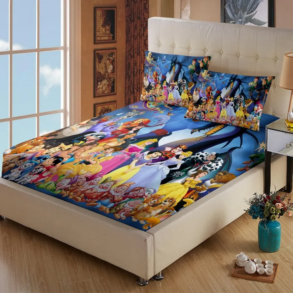 Disney Cartoon Mickey Mouse Princess Mattress cover Fitted Sheet Bed Sheets Linen for Child Kids Teen Bedspread Bedroom Decor