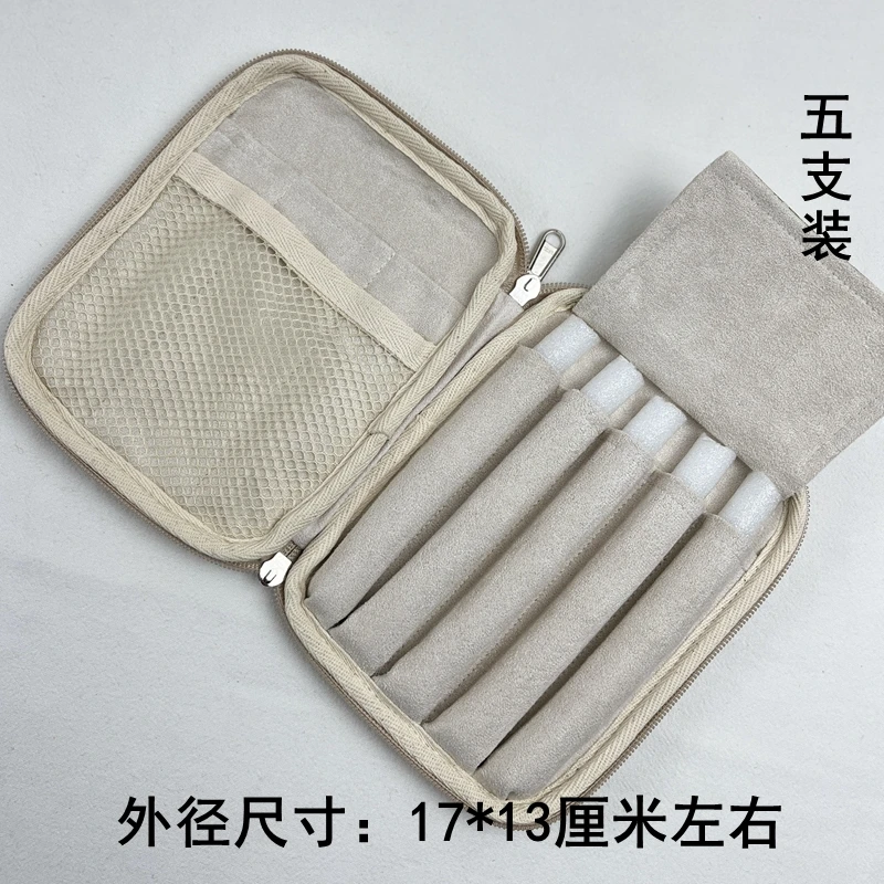 Premium Handmade Wool Felt Pen Bag Craft Steel Pen Case Multi-compartment Portable Wool Felt Zipper Bag Coffee Brown