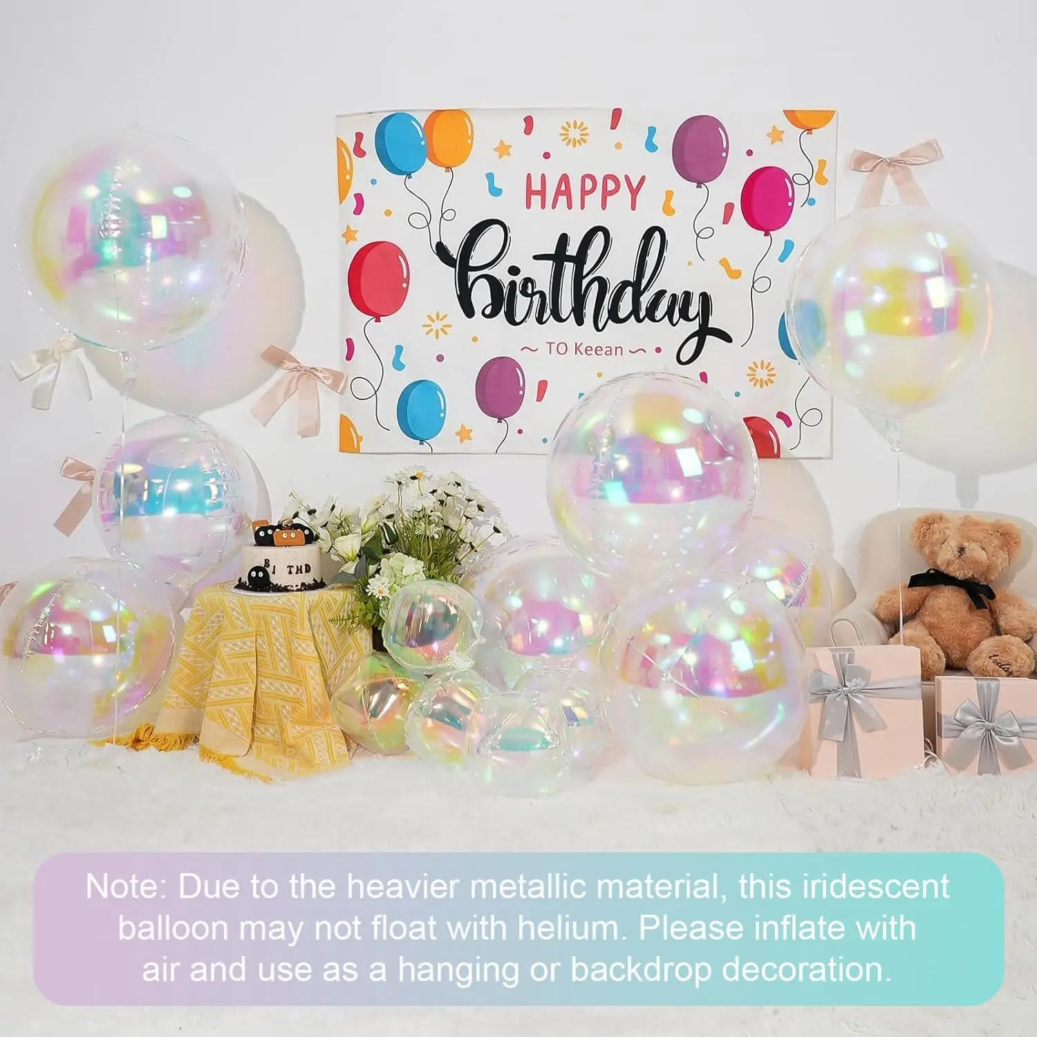 12 Stück schillernde runde Folienballons 4D klarer Ballballon für Geburtstag, Hochzeit, Regenbogen unter dem Meer, Meerjungfrau, Party-Dekoration – Detail 4