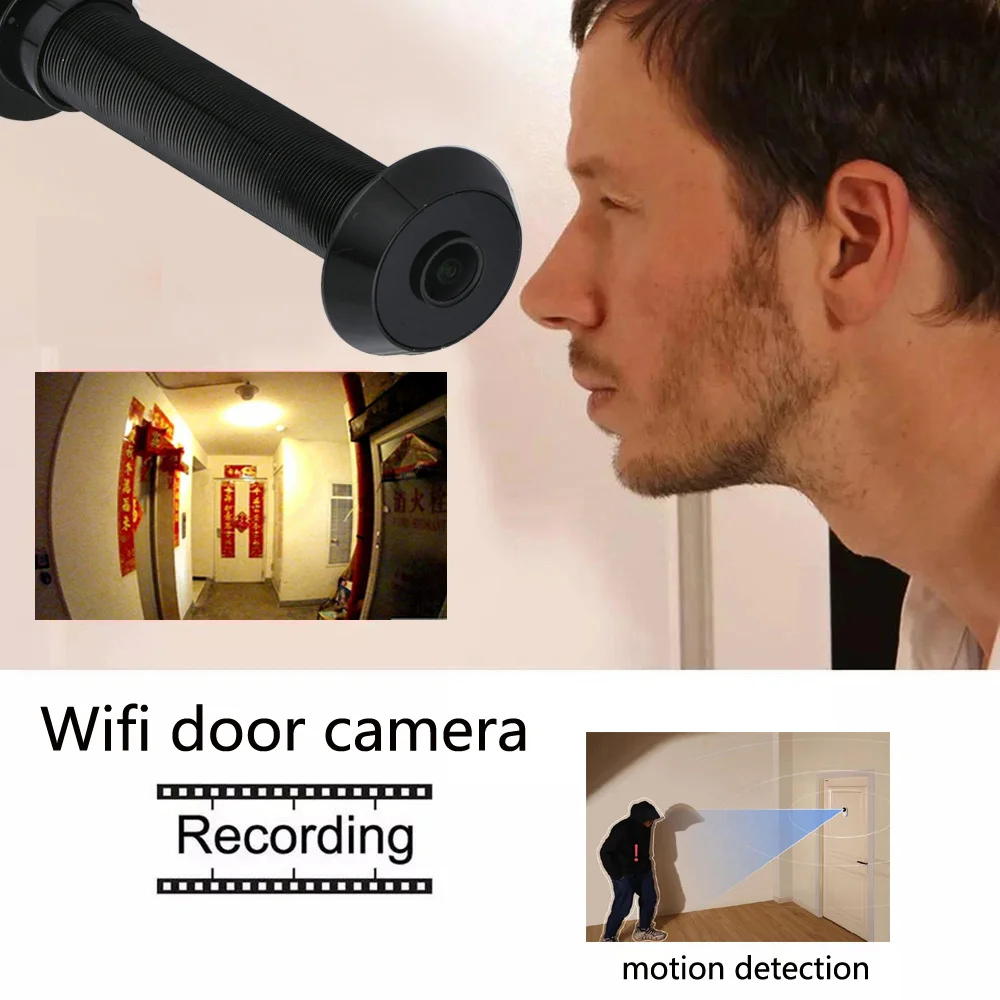 WiFi 16mm Door Camera Eye-hole Diameter tuya Mini Peephole Security Door Cat Eye Wide Angle IR Infrared Night Vision P2P ONVIF