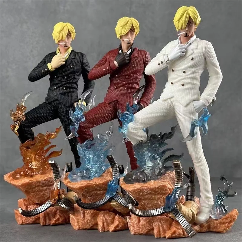 Figura de acción de Anime de una pieza, figura de Sanji fumador, modelo coleccionable, juguetes de regalo, 24CM