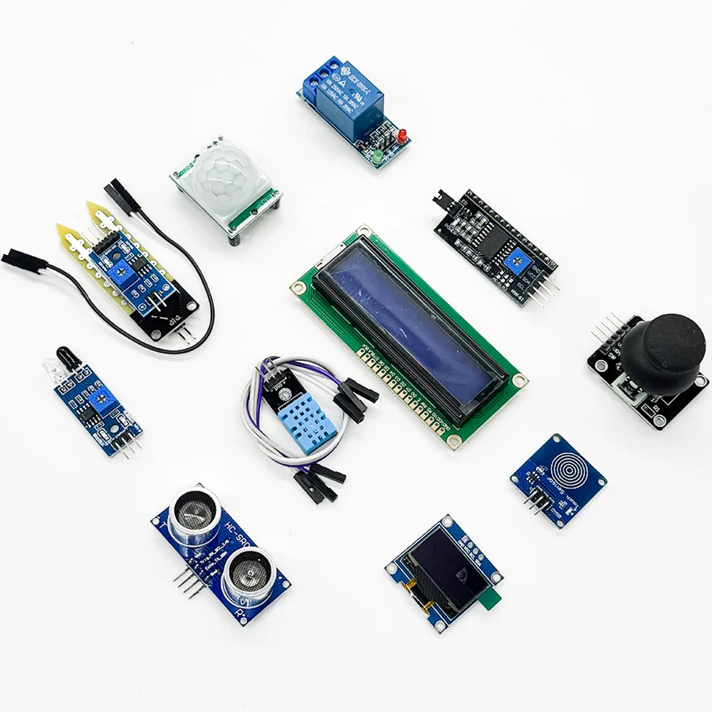 Kit de Bricolaje Electrónico con Pantalla LCD 1602 y Pantalla de 0.96 Pulgadas para Placa Arduino R3, Paquete de Componentes, Kit de Inicio para Principiantes