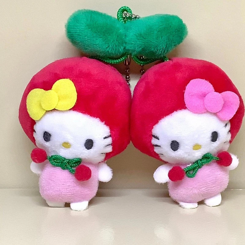 اليابانية 3D الكرز مرحبا كيتي حقيبة مدرسية قلادة Kawaii Harajuku لطيف مرحبا كيتي المفاتيح قلادة اكسسوارات هدية عيد ميلاد