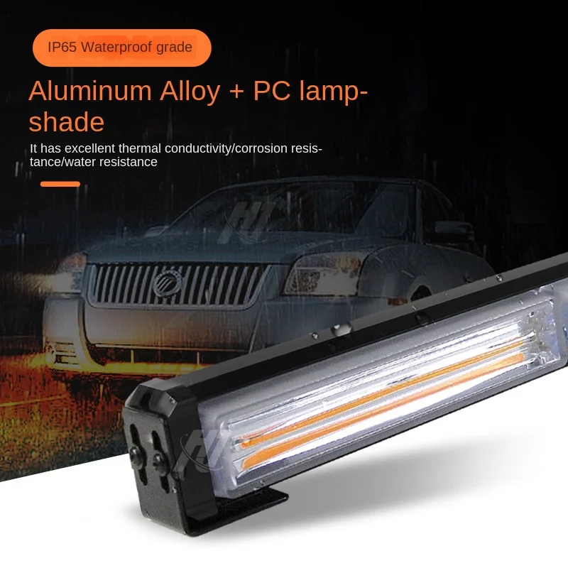 COB Triple Bar Light Super Bright 12-24V Universal Single-Sided Car Grille Light Warning Light LED Strip Stick Light
