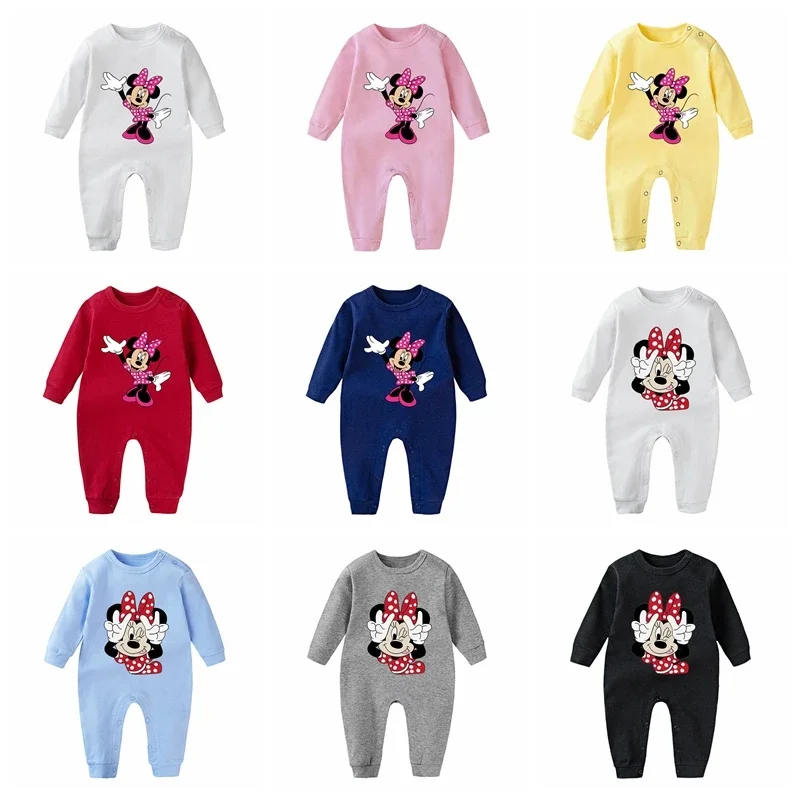 New Baby Girls Rompers Spring Cotton Newborn Long Sleeve Jumpsuit Boys Cartoon Minnie Mouse Infant Outfit Clothes Onesie Roupas